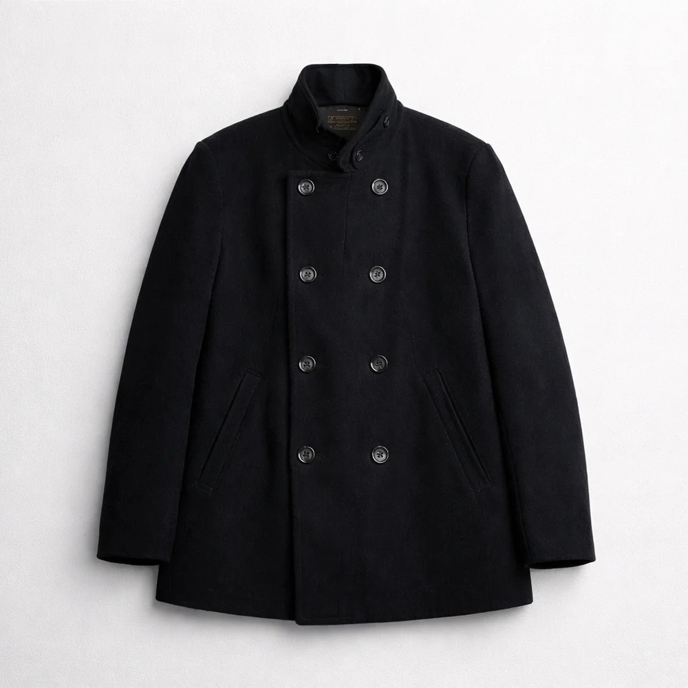 J. Crew Wool Bayswater Peacoat Black Thinsulate Stadium Military Grade Large